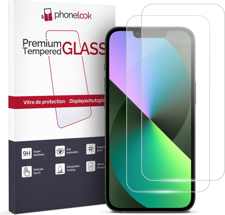 PhoneLook 2er Set Panzer Glas Displayschutzfolie (Apple iPhone 13)