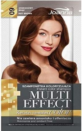 Actual product image Joanna Multi Effect Keratin Complex Colour Instant Colour Shampoo 09 Walnut Brown 35G (Liquid shampoo)