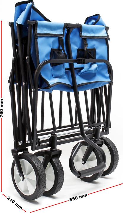 Actual product image Toboli Foldable Handcart with Tyres and Handle for Off-Road Use, blue, loading space 80x46cm