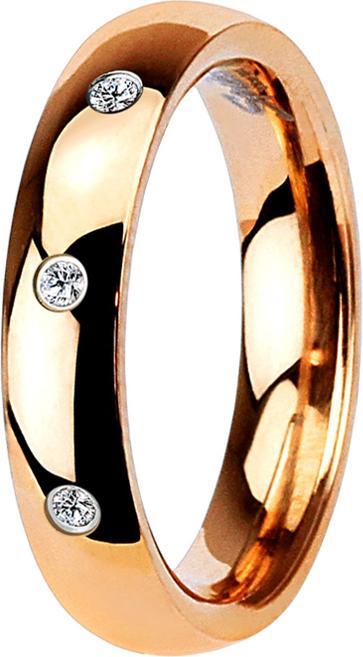 Star Piercing Ring rosegold dünn mit drei Kristallen (Chirurgenstahl 316L, ohne Messing)