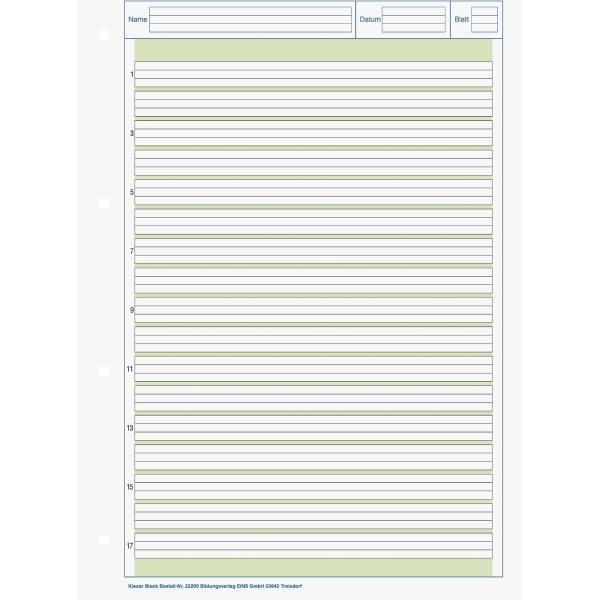 Produktbild Arbeitsblock Kieserblock gelocht DIN A4 liniert Lineatur 2. Schuljahr (A4, Kein Einband)