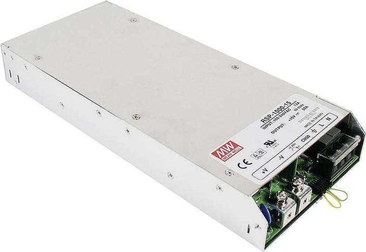 Produktbild MeanWell MEAN WELL RSP-1000-12, 720 W, 90 - 264 V, 47 - 63 Hz, Aktiv, 16 ms, 83% (720 W)