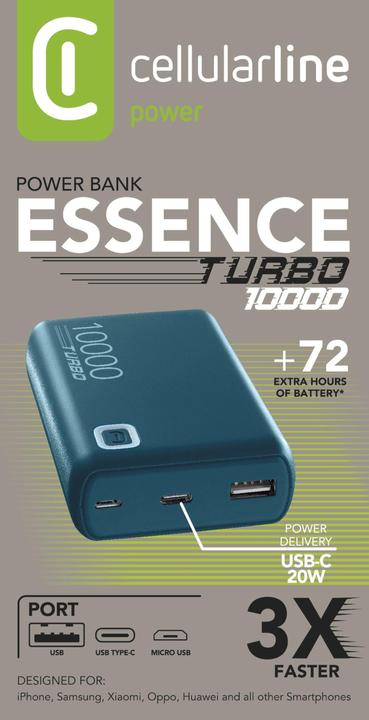 Productafbeelding Cellularline Essence Turbo 10000 (10000 mAh, 20 W, 37 Wh)