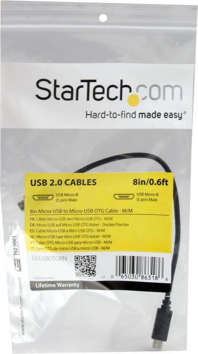 Produktbild StarTech 20cm USB OTG Kabel - Micro USB auf Micro USB - USB OTG Adapterkabel - St/St (0.20 m, USB 2.0)
