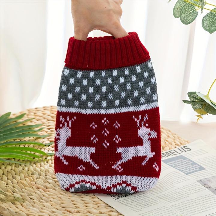 Immagine prodotto Alopini Accogliente maglione natalizio per gatti e cani di piccola taglia - con stampa di renne e cani (XL, Cappotto per cani)
