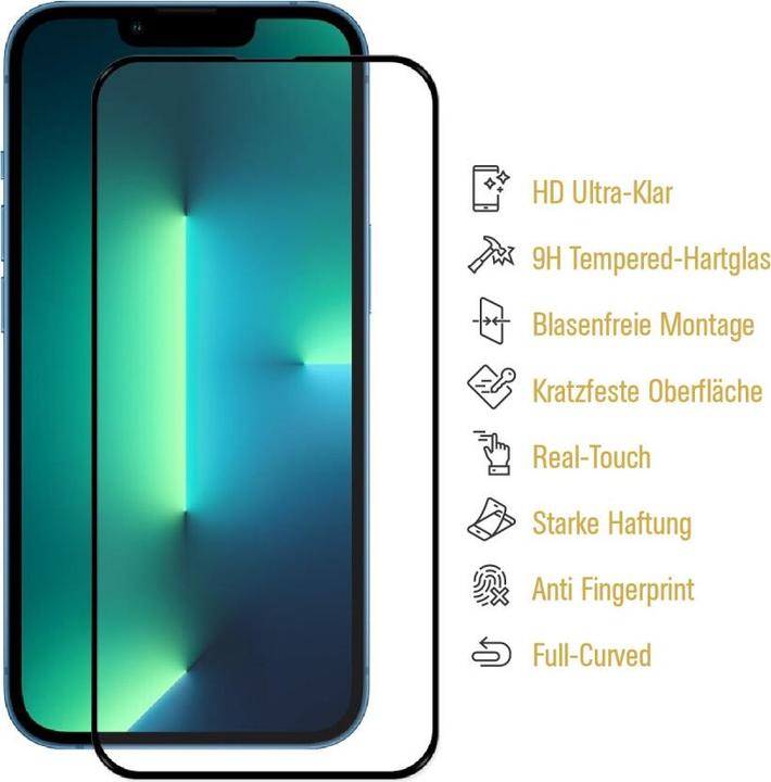 Produktbild Protectorking 1x echtes Tempered 9H Panzerhartglas 3D KLAR (1 Stück, Apple iPhone 13)