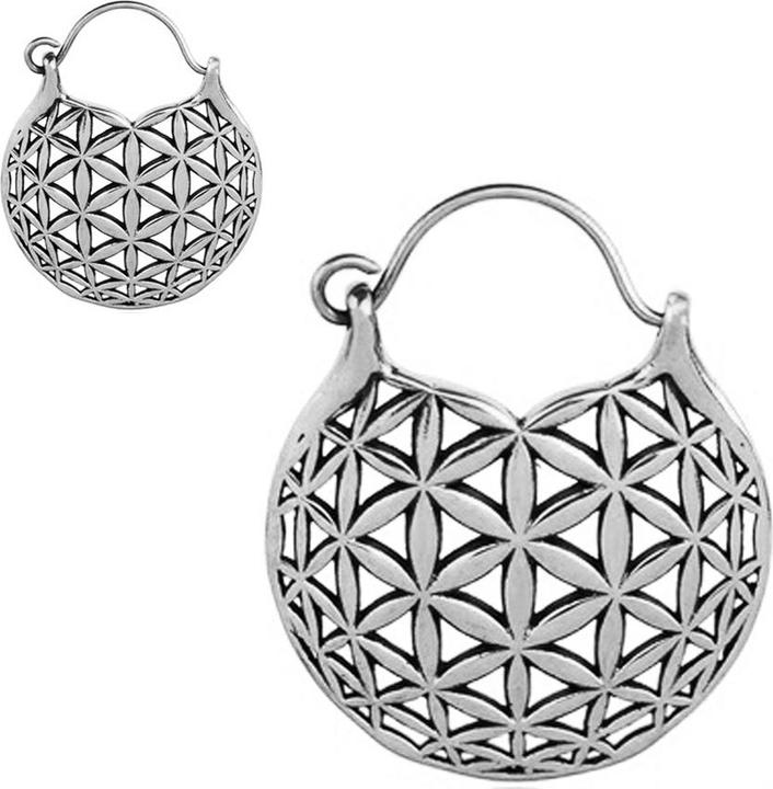 Star Piercing Ohrring silber Blume des Lebens (Messing)
