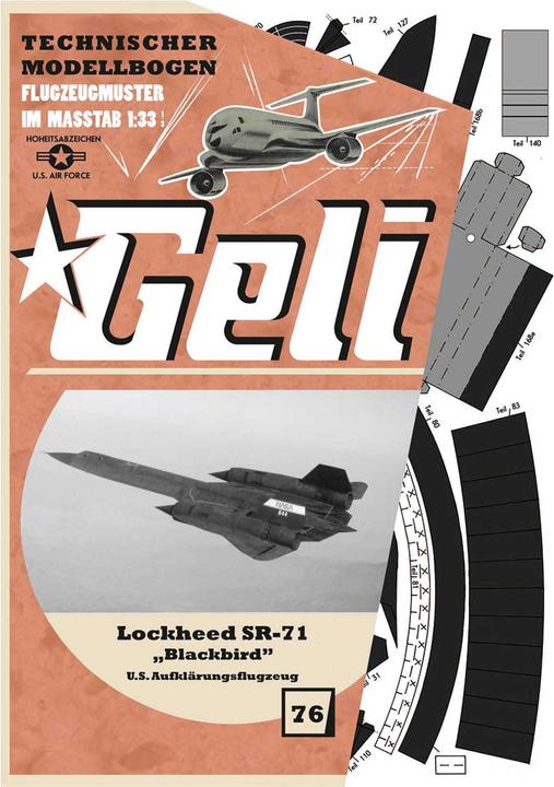 Produktbild Geli lockheed sr-71 blackbird mattschwarz kartonmodell