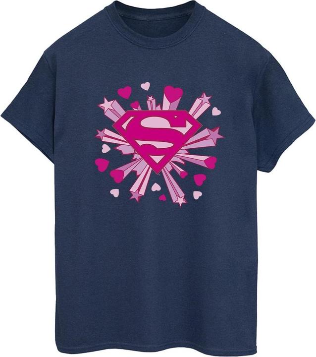 Superman Pink Hearts And Stars Logo TShirt (XL)