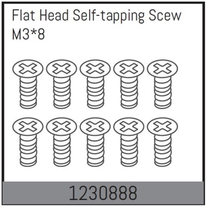 Actual product image Absima M3*8 Flat Head Self-tapping Screw Set (10)