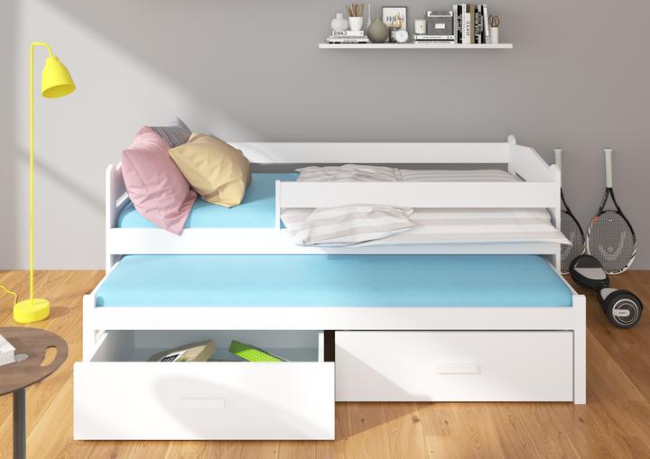 Produktbild ADRK Furniture Doppelbett mit Geländer und Matratzen TIARRO 200x90 (200 x 90 cm)