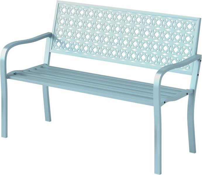 Produktbild Swisshandel24 2-Sitzer Gartenbank, wetterfest, mit Rücken- & Armlehnen, bis 240kg, 127x63x85cm, Blau
