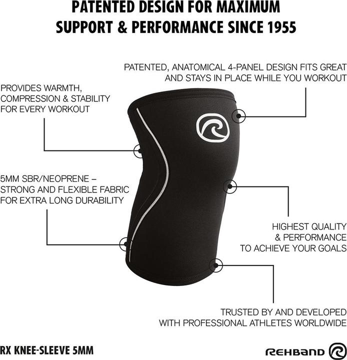 Produktbild Rehband RX Knee Sleeve 5mm Burgundy/Black (L)