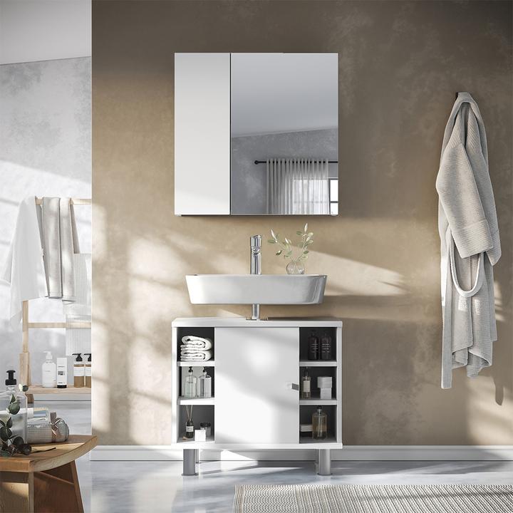 Immagine prodotto Vichy Badspiegelschrank Leopold, Weiss, 60 x 59.2 cm Mit Regalböden und 1 Spiegeltür