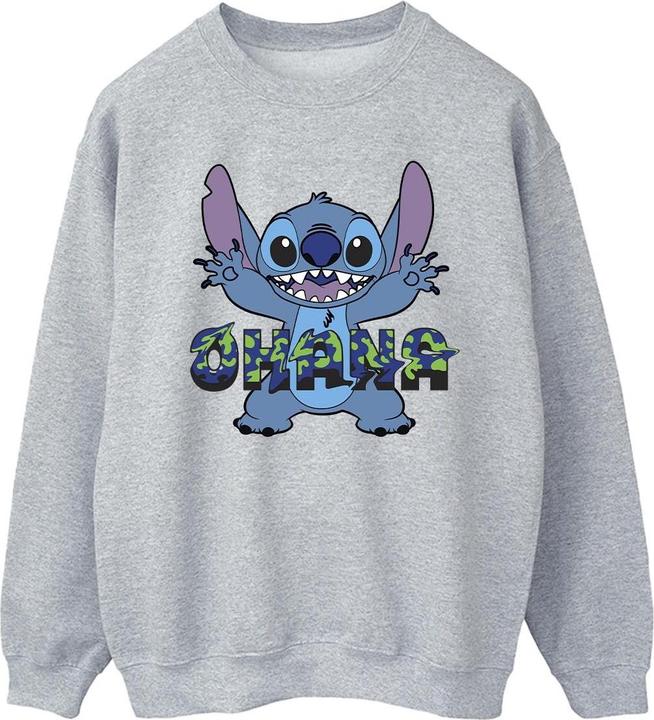 Disney Lilo And Stitch Ohana Blue Glitch Sweatshirt (S)