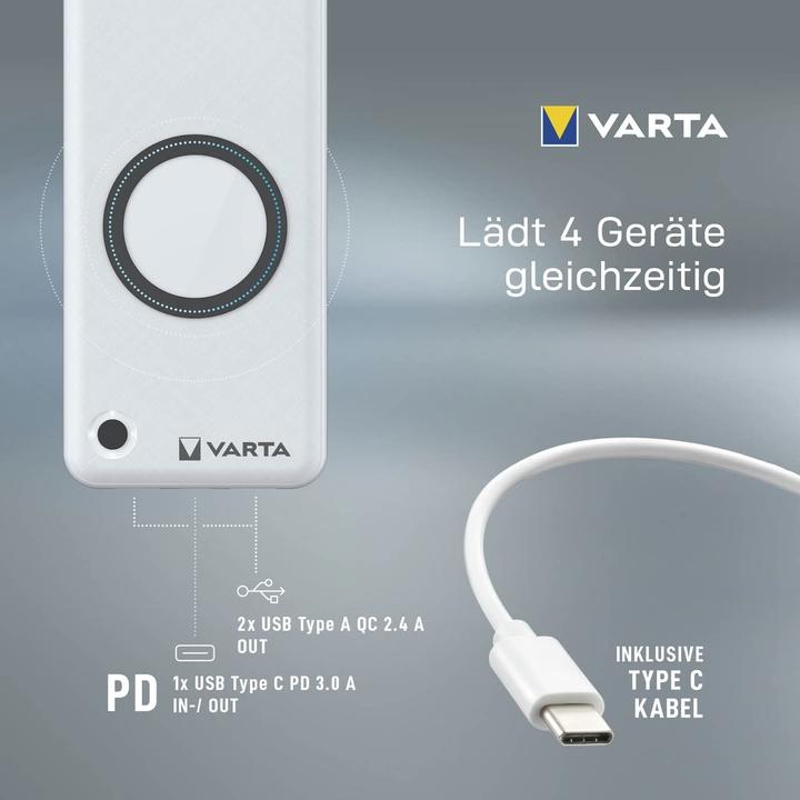 Produktbild Varta Wireless Power Bank + Ladekabel (20000 mAh, 20 W, 74 Wh)