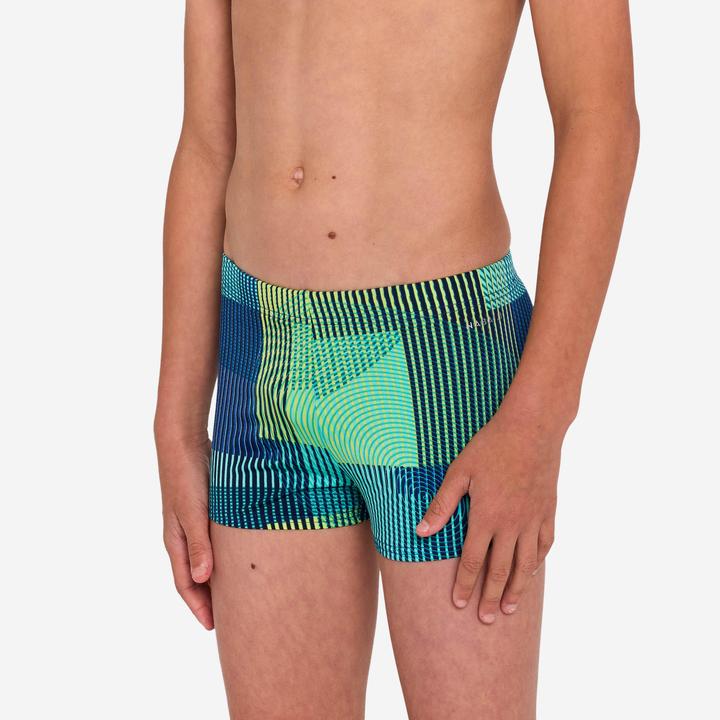 Nabaiji Badehose Boxer Jungen - 500 Fitib blau/grün