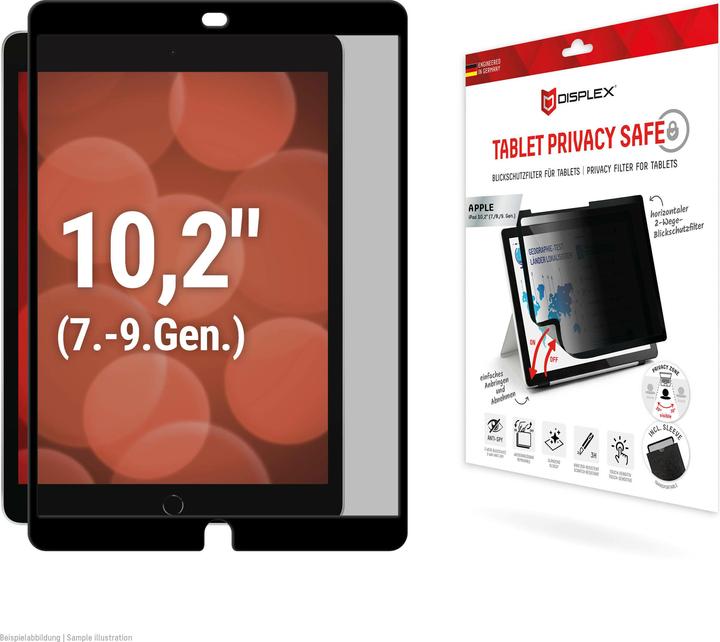 Actual product image Displex Tablet Privacy Safe, Tablet Blickschutzfolie (1 Piece, iPad 8, IPad 7th gen. 2019, IPad 9, iPad Air 2019 (3. Gen))