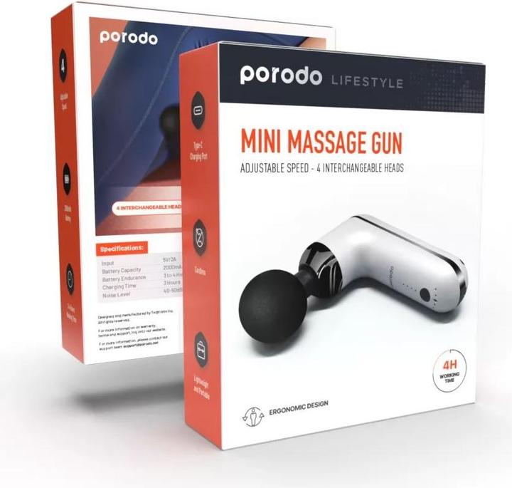 Immagine prodotto Porodo Mini pistola per massaggi a velocità variabile Lifestyle 12V con porta USB-C 2000mAh