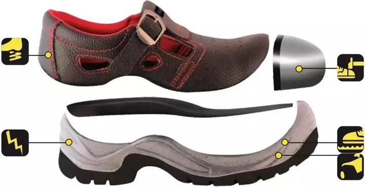 Actual product image Dedra Safety leather sandals with steel toe, size 45 (BH9D1-45) (S1, 45)