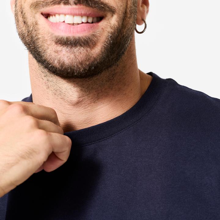 Actual product image Domyos T-Shirt Herren Baumwolle Regular - blau/schwarz (M)