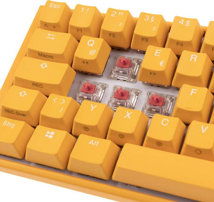 Actual product image Ducky One 3 yellow mini gaming keyboard, RGB LED - MX-Silent-Red (DE, Cable)