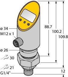 Produktbild Turck Drucksensor verdrehbar mit 2Transistorschaltausgängen pnp/npn ATEX