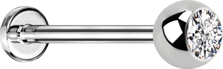Star Piercing Micro Labret silber mit Kugel und Kristall silber (ohne Messing, Chirurgenstahl 316L)