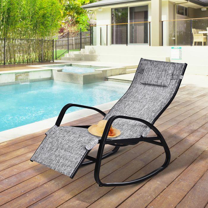 Produktbild Outsunny Schaukelliege Gartenliege mit verstellbarer Rückenlehne und Kopfkissen (94 cm)