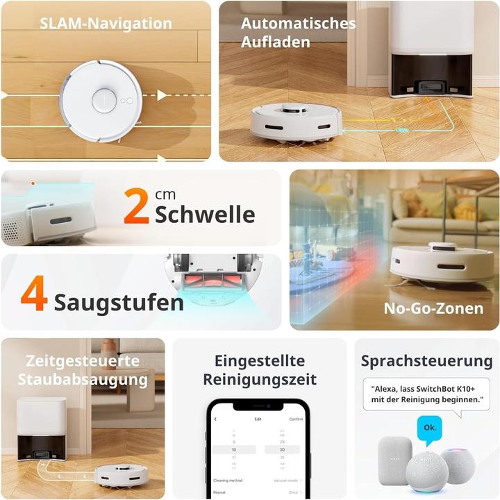 Actual product image SwitchBot Mini robot hoover K10+ Pro Robot hoover with suction dust