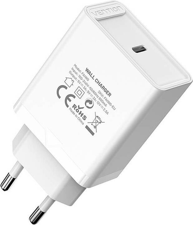 Actual product image Vention FAIW0-EU USB-C 30W wall charger (white) (30 W)