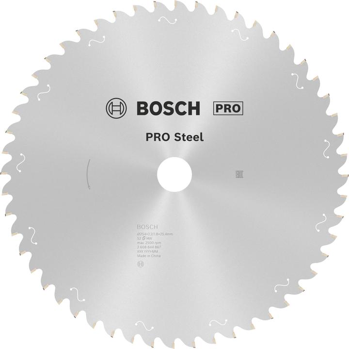 Bosch Professional Zubehör PRO Steel Kreissägeblatt, 254 x 2,2 x 25,4 mm, T52