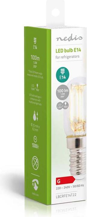 Immagine prodotto Nedis Lampada da frigo | LED | E14 | 1,5 W | T22 (E14, 1.50 W, 100 lm, 1 x, G)