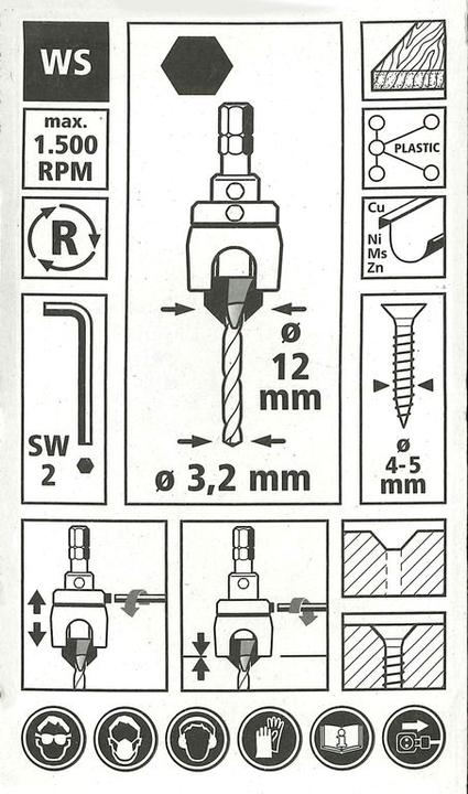 Produktbild wolfcraft wolfcraft 1 Vorbohrer m Senker+Tiefenst. ø3,2x12mm (12 mm, 3.2 mm)