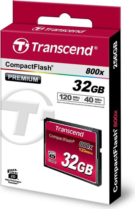 Actual product image Transcend Premium CompactFlash 32GB Card R120MB/s VGP 20 MLC (32 GB, CF)