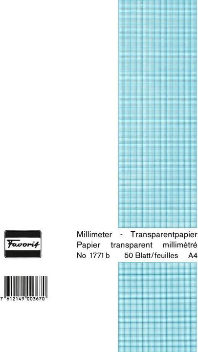 Produktbild Favorit Millimeterpapier Block transparent (21 x 29.7 cm, Kariert)