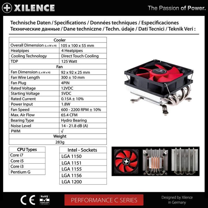 Immagine prodotto Xilence Intel, 600-2200 ± 10% RPM, 65,4 CFM, 14 - A (55 mm)