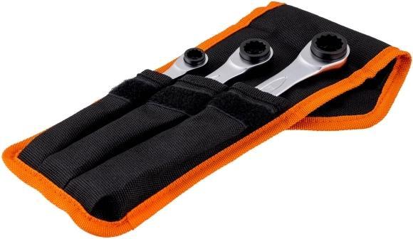 Bahco 4-in-1 Knarren-Ringschlüsselsatz - 3-teilig/Tasche (19 mm, 15 mm, 11 mm)