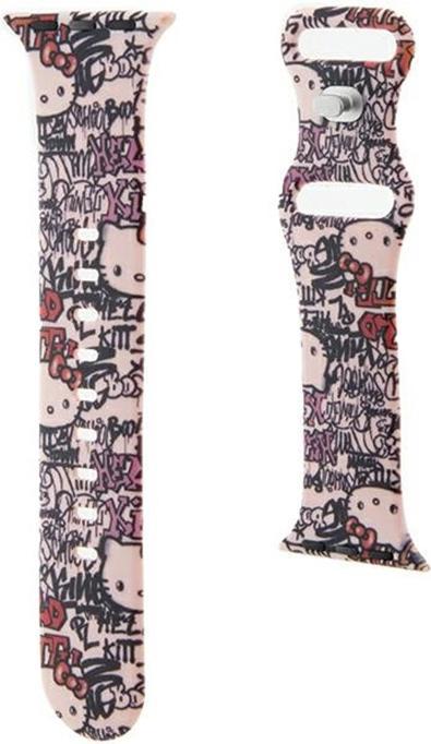Hello Kitty Pasek HKAWMSDGPTP Apple Watch 38/40/41mm różowy/pink strap Silicone Tags Graffiti (Stainless steel, Silicone)
