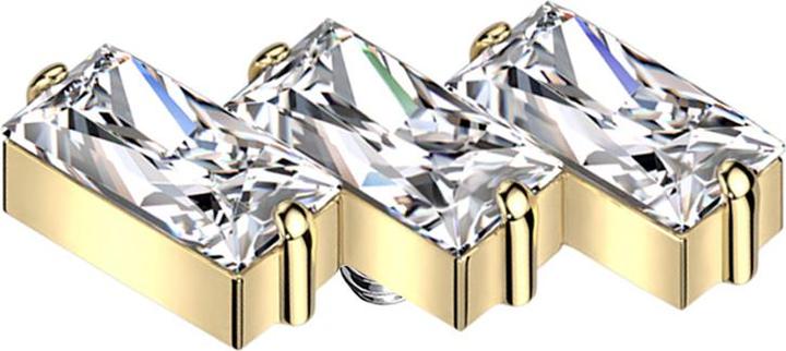Star Piercing Dermal Anchor drei rechtecke vergoldet Kristalle silber (ohne Messing, Titan G23)