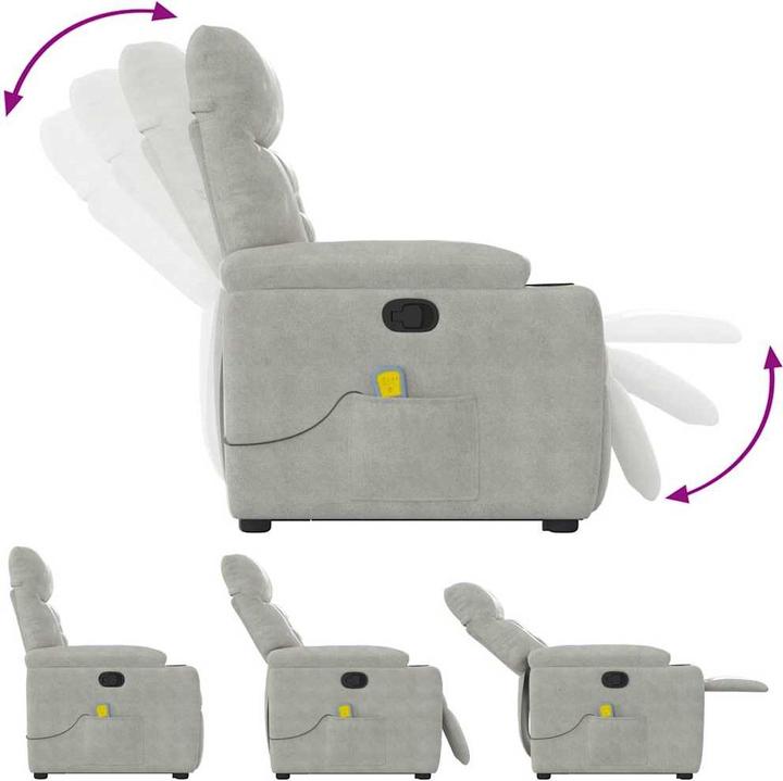 Immagine prodotto VidaXL Poltrona massaggiante con ausilio stand-up Tessuto in microfibra grigio chiaro Poltrona relax