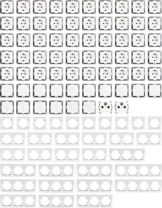 Productafbeelding MCP MCPOWER Flair schakelaar- en wandcontactdozenset, megaset, 100 stuks, wit