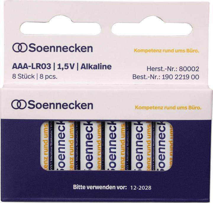 Produktbild Soennecken Batterie 80002 Micro AAA LR03 1.5 V 8 St./Pack - Batterie - Micro (AAA) (8 Stk., AAA)