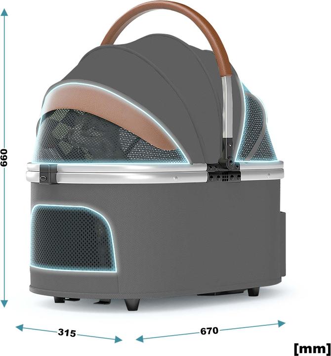 Actual product image Fudajo 2in1 Dog Buggy Foldable Dog Pram Grey Domestic Animals’ Pushchair with Rack Transport Bag (Cat, Dog, Breathable, Foldable)
