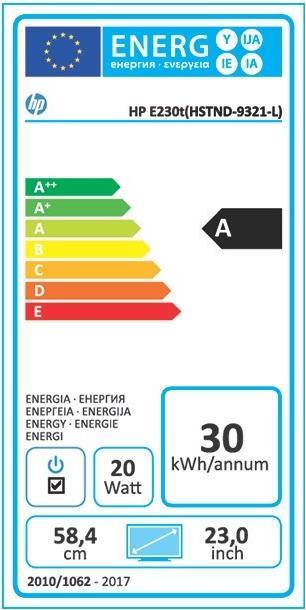 Energie-Label HP EliteDisplay E230t (1920 x 1080 Pixel, 23")