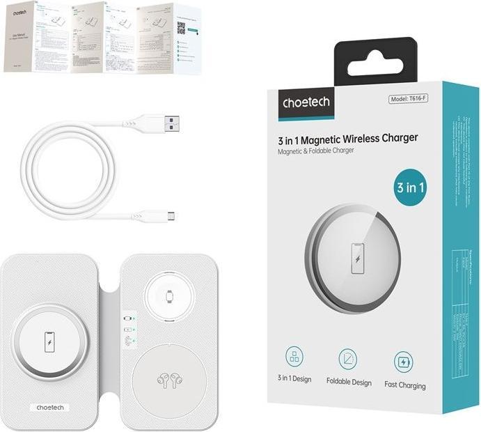 Produktbild Choetech Wireless charger 3in1 T616-F (white) (10 W)