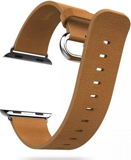 Produktbild Hermex Apple Watch 44mm / 42mm HOCO Echtleder Armband Band mit Adapter BRAUN (44 mm, 42 mm, Echtes Leder)