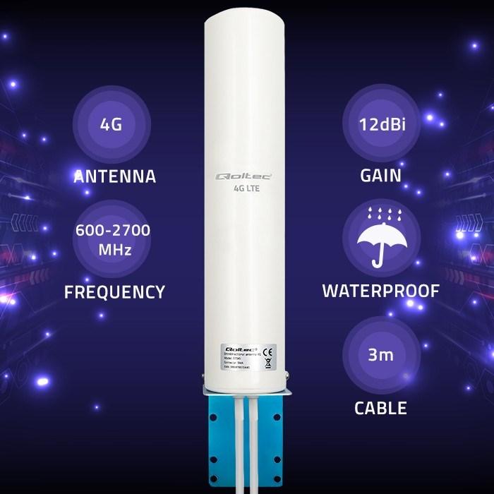 Produktbild Qoltec Antena 4G LTE DUAL | 12dBi | dookólna | zewnętrzna (4G)