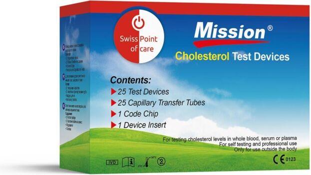 Immagine prodotto Swiss point of care Strisce per il test del colesterolo Mission 3 in 1 (Misuratore di colesterolo)