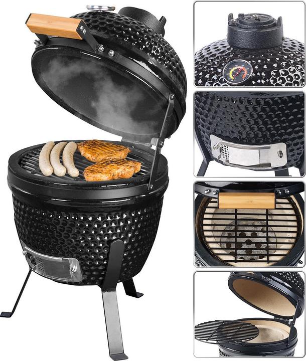 Rosenstein & Söhne Gril boule céramique Kamado 2en1 & Fumoir